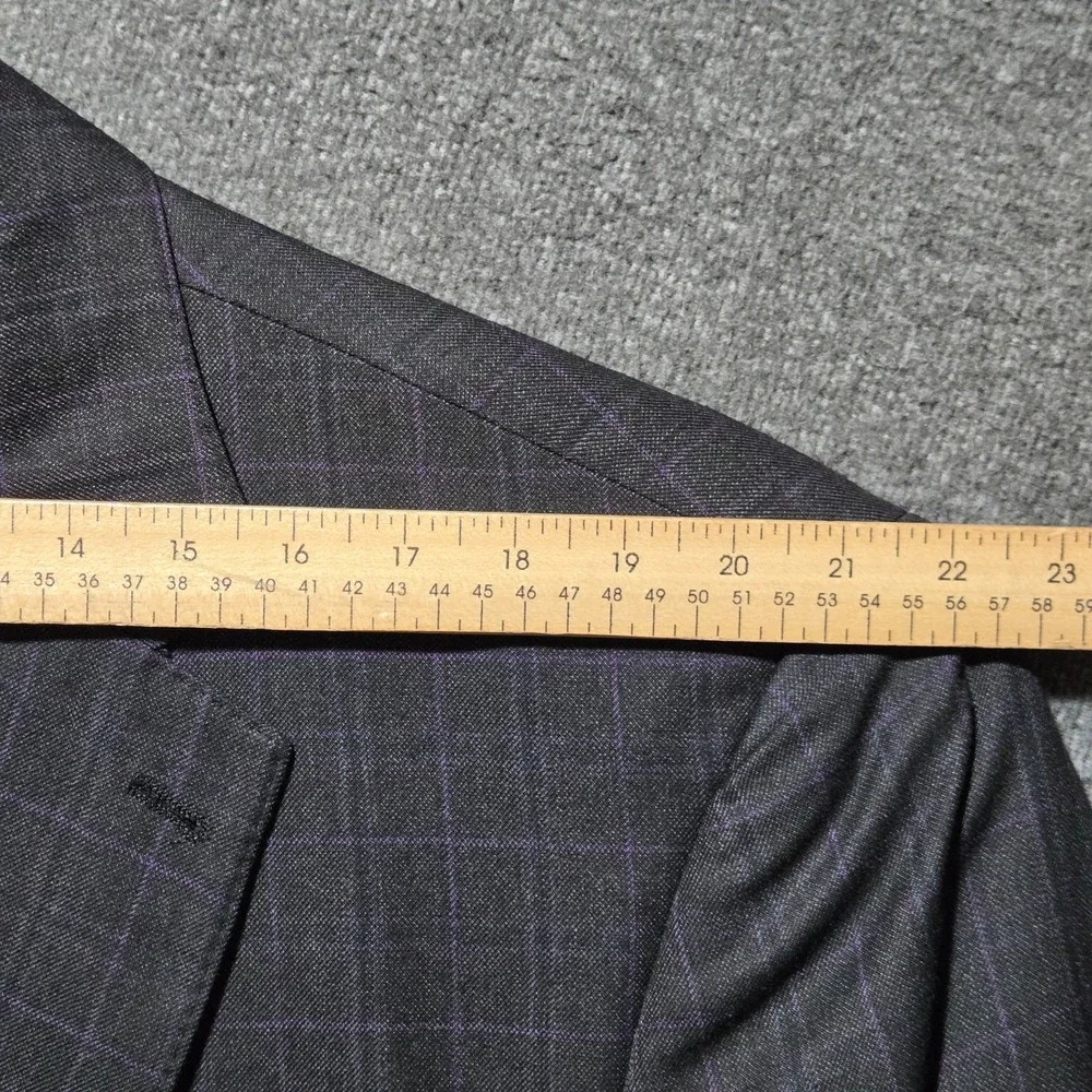 Oak Hill Sport Coat 2XL 50 / 52R Charcoal Gray / Purple Check Blazer Jacket